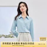 尚都比拉商务休闲衬衫女春秋季通勤职业正装光泽感气质金属扣长袖衬衣上衣