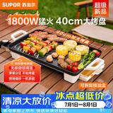 苏泊尔（SUPOR）电烤盘电烧烤炉 家用多功能锅 烤肉锅大容量1800W大功率猛火速烤 易清洁烤肉机GJ4025P801