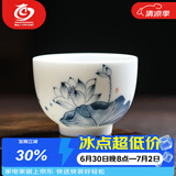 MULTIPOTENT主人杯茶杯手绘陶瓷蓝莲花花草杯薄胎瓷品茗杯礼盒伴手礼物