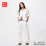 优衣库宽松廓形牛仔裤女装男装/常规款弯刀镰刀裤 482280 487973 482280/00白色 24 /155/62A