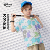迪士尼（Disney）男女童短袖t恤亲子装儿童短袖T百搭短袖t恤白底晕染米奇 140