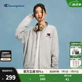 Champion冠军卫衣24春季新款棒球领卫衣男美式休闲刺绣开衫外套女 灰色 M