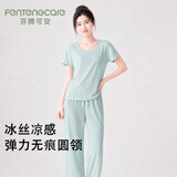 芬腾可安（FENTENGCARE）女士冰丝睡衣套装女四季2026年新款短袖居家服YR