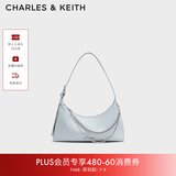 CHARLES&KEITH柔软拉链式褶皱单肩包腋下包包女包生日礼物CK2-40782472 Sea Salt Blue海盐蓝色 S
