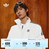 adidas复古风休闲梭织立领夹克外套男女秋季阿迪达斯官方三叶草   亮白   M