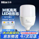 洛林（ROLin）led灯泡大功率家用节能灯泡E27螺口超亮柱形灯泡 30w 白光 6500K