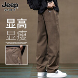 JEEP SPIRIT吉普休闲裤男士长裤子男装秋季美式宽松直筒潮男裤 咖啡 29
