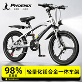 凤凰（Phoenix）儿童自行车山地车镁合金3-4-6-8-12-15岁骑行单车青少年男女孩 【变速一体轮】纯银色丨双碟刹+防滑减震 22寸