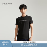 Calvin KleinJeans夏季男女情侣中性休闲年轻多色ck印花修身打底短袖T恤上衣 BEH-太空黑 L （推荐145-160斤）