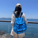 妙迪大容量高颜值户外蓝色双肩包休闲轻便出游户外上班电脑背包女礼物