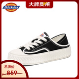 Dickies女士帆布鞋潮流休闲鞋子布鞋低帮百搭女士平底鞋 黑色 38 