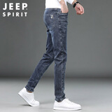JEEP SPIRIT吉普牛仔裤男修身春夏季韩版小脚裤子男士休闲长裤 蓝灰 32