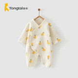 童泰秋冬季婴儿衣服新生儿0-6个月保暖宝宝连体衣哈衣 黄色丨B款 52cm