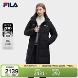 FILA斐乐官方男女长款羽绒服冬情侣款宽松休闲简约连帽保暖外套