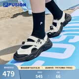 斐乐（FILA）FUSION斐乐玛丽珍凉鞋女鞋凉拖魔术贴海螺沙滩鞋 微白/黑-WB 37.5