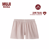 MUJI 女式 无侧缝 双层纱织 平角裤 安全裤 女士女生 FCE46C6S 粉红色条纹 M （160/66A）