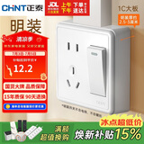 正泰（CHNT）明装开关插座面板 1c系列 一开双控五孔