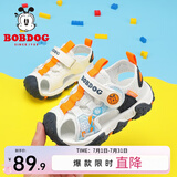 巴布豆（BOBDOG）童鞋软底包头儿童凉鞋夏季新款男童软底透气宝宝学步鞋女 米白/藏青蓝 23 适合脚长13.4cm