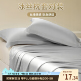 艾薇 冰丝枕套夏季枕头套凉席枕套一对装 冰丝灰 48*74cm
