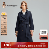 暇步士（Hush Puppies）女装春秋经典简约中长款收腰风衣外套 196深蓝 L