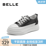 百丽（Belle）小白鞋女鞋商场款厚底增高一脚蹬单鞋透气休闲鞋U8N1DAM3 黑色 38 (240mm)