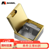 MSHML地插座隐藏嵌入式纯平超薄130型大理石瓷砖地砖地板地面插座 五孔+双USB(金色）