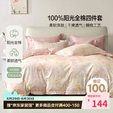百丽丝水星家纺出品四件套床上纯棉100%全棉四件套被套床单被罩双人床上用品套件1.8m床
