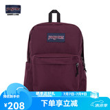 JANSPORT杰斯伯书包轻便双肩包男女旅行包简约背包电脑包学生校园 4QUTA0A深紫酒红-侧边袋