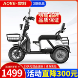 奥刻（AOKE）新款电动三轮车家用小型接孩子迷你亲子女士代步老年人电瓶车 48V裸车（无电池无充电器）