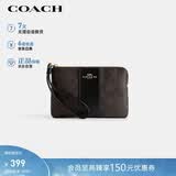蔻驰（COACH）【品牌直供】女士小号手拿包手腕包深棕色配黑色CW854礼物