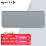 罗技（G） 游戏锁边鼠标垫 细面加大加厚鼠标垫 家用办公超大桌垫 办公游戏鼠标垫 罗技桌垫灰色（800*300*3mm）