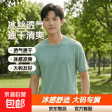 夏季冰丝短袖T恤男透气速干衣冰感大码运动沙滩速干上衣网眼TSJ 绿色 2XL