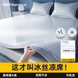 半弦月【热销爆款】爽爽冰丝凉席子可机洗床笠床单学生宿舍1.5mx1.8x2米 雪花灰丨冰丝凉感丨可机洗加厚款 200cm*220cm 丨床单款丨贈枕套*2