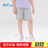 361°儿童短裤夏季男女童3-12岁透气运动裤梭织五分裤 灰 160