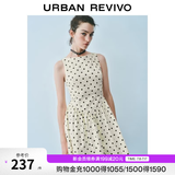 UR秋季新款女装法式波点蝴蝶结装饰无袖连衣裙UWG750189 米白印花 XS