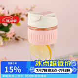 乐扣乐扣（LOCK&LOCK）咖啡杯耐热玻璃水杯子男女学生便携式双饮吸管杯随手杯500ML粉色
