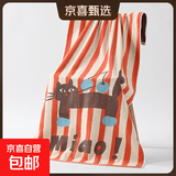 京东快递纯棉浴巾亲肤柔软不掉毛洗澡大浴巾毛巾吸水速干可爱卡通 小猫橘 70*140cm 1条装