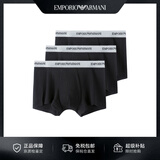 EMPORIO ARMANI阿玛尼新款潮流休闲纯棉男士平角内裤3条套装 黑色 L