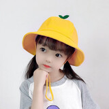 叕二叕小黄帽小学生儿童遮阳帽黄色渔夫帽子女童幼儿园太阳帽男童防晒帽 绿芽小黄帽