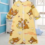 禾声儿童睡袋1-3岁中大童小学生5-10岁春秋款纯棉秋冬季宝宝防踢被子 黄熊-升级款 170cm【身高130-165、春秋中厚】