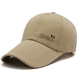 吻过 帽子鸭舌帽春夏季新款男士棒球帽遮阳防晒透气女士休闲帽钓鱼加长帽檐潮 深米色 可调节