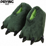 珮缨 冬季动物爪子卡通保暖家居可爱萌毛绒拖鞋 墨绿色爪子 男码适合40-43码