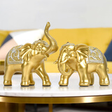 冰石美 欧式大象摆件开业礼品客厅酒柜电视柜玄关家居装饰品乔迁工艺品 大象（金色一对）