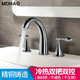 摩豪（Mohao） 全铜分体式三孔面盆冷热水龙头卫生间美式双把洗手盆浴室洗手间 A款-镀铬色