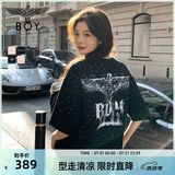 BOY LONDON【满天星】夏季男女同款短袖渐变烫钻印花时尚T恤N01107 黑色 XS