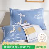 艾薇 儿童枕巾学生成人全棉纱布三层夹棉枕头巾一个装 52*78cm 小鹿蓝