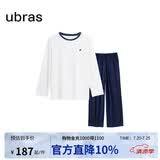 ubras夏季薄款套头家居服套装情侣睡衣女女款长袖长裤-米白色S