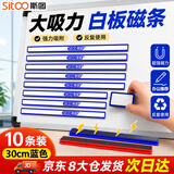 斯图（sitoo）磁吸条磁铁磁吸贴片 硬胶磁条 白板磁铁吸铁石彩色压纸磁力条 蓝色磁条【30cm】10条