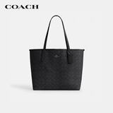 蔻驰（COACH）【品牌直供】女士CITY33大号手提单肩托特包CV976黑色老花礼物