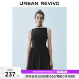 UR秋季新款女装法式波点蝴蝶结装饰无袖连衣裙UWG750189 黑色 XL